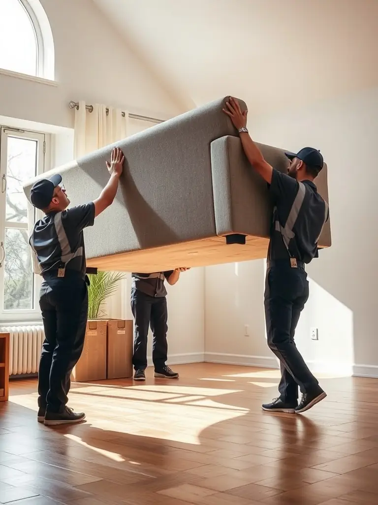 An image of OSKR Removals movers assembling furniture in a new home, showcasing their furniture assembly service.